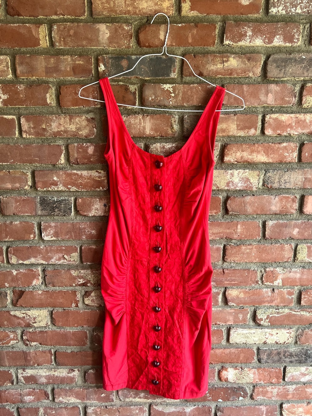 Betsey Johnson Red Button-Front Mini Dress